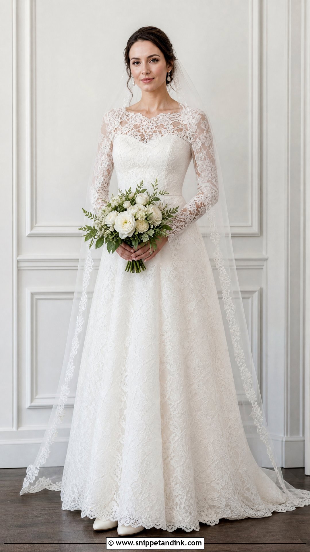 Lace Long Sleeve Long Wedding Dress - Snippet and Ink - 25 Long Wedding Dress Ideas