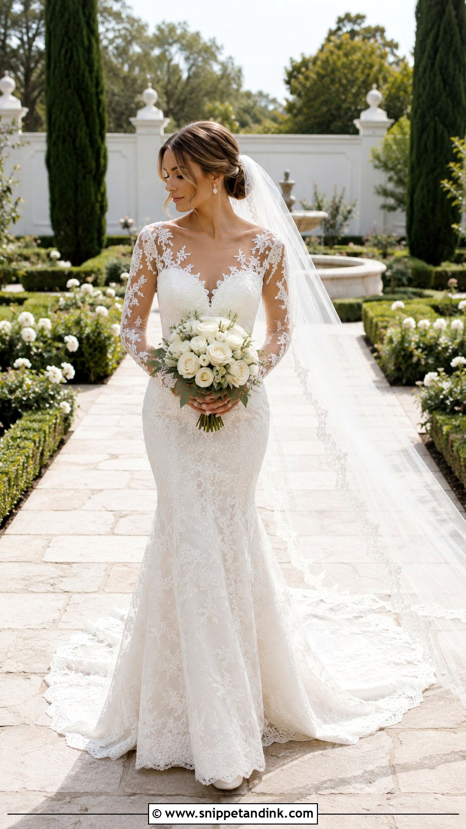 Lace Long Sleeve Mermaid Bridal Gown - Snippet and Ink - 20 Mermaid Bridal Gowns