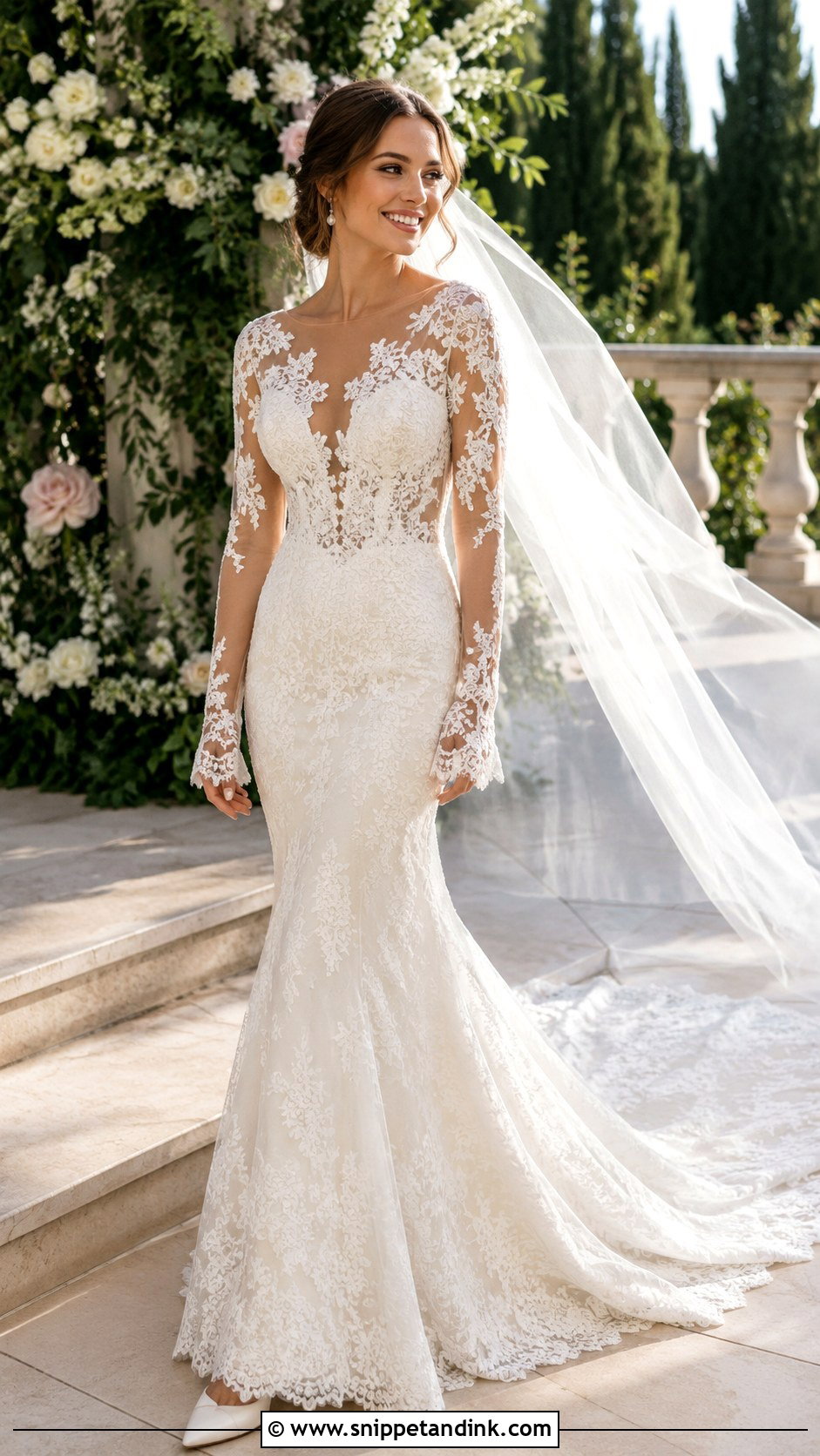 Lace Long Sleeve Mermaid Wedding Dress - Snippet and Ink - 30 Mermaid Wedding Dress with Sleeves