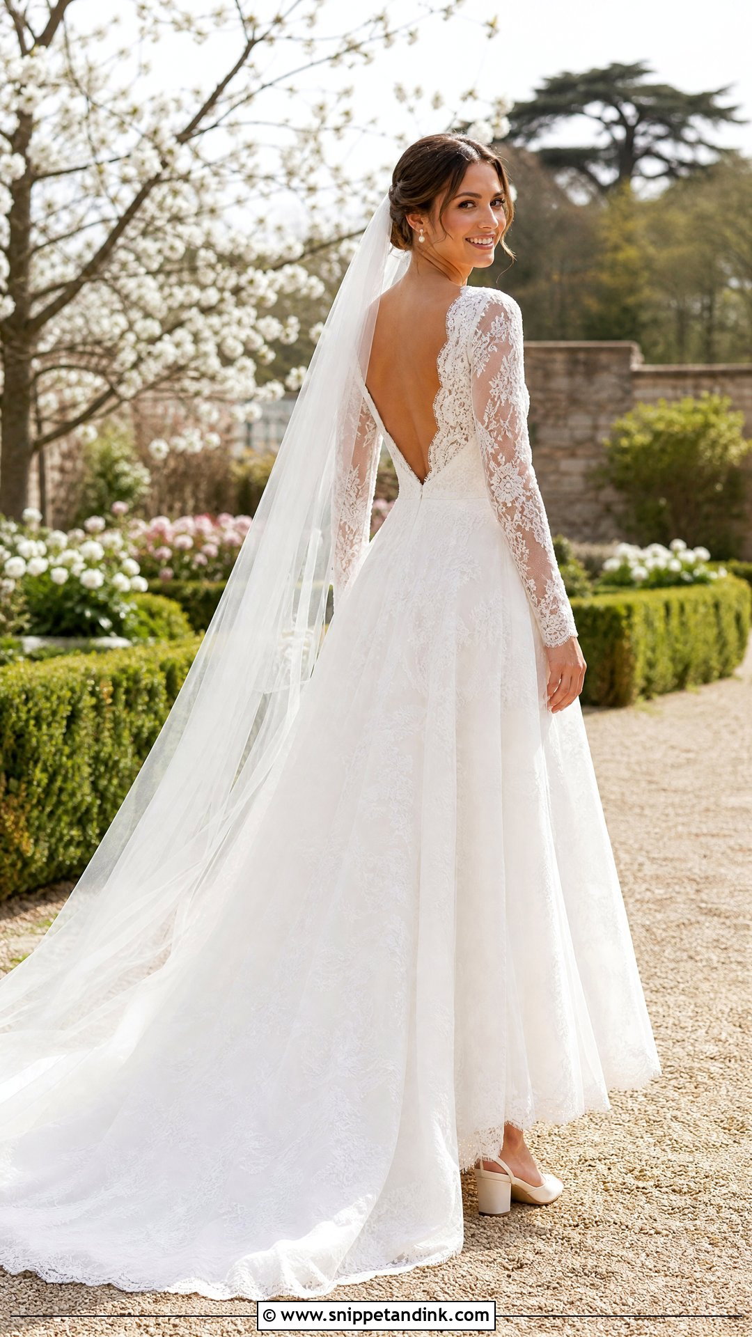 Lace Long Sleeve Open Back Wedding Dress - Snippet and Ink - 20 Open Wedding Dress Ideas