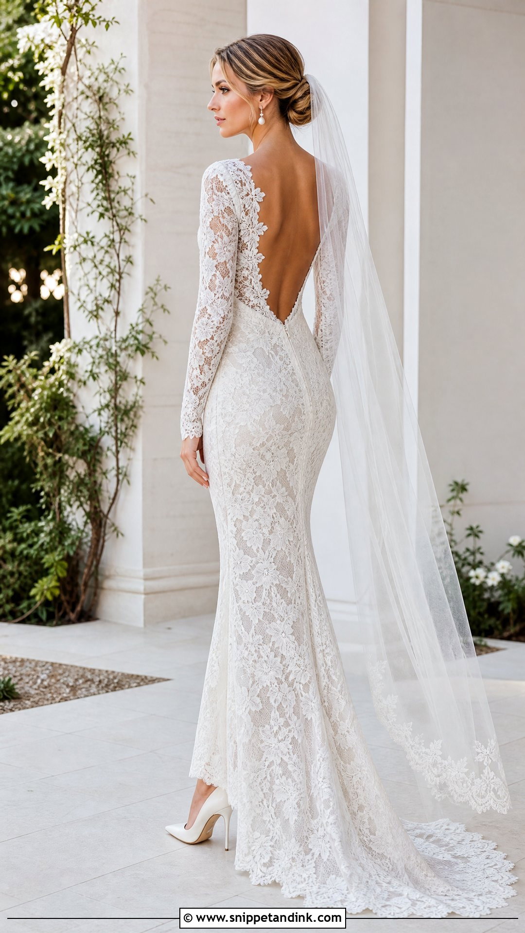 Lace Long Sleeve Open Back Wedding Dress - Snippet and Ink - 25 Long Sleeve Open Back Wedding Dress Ideas