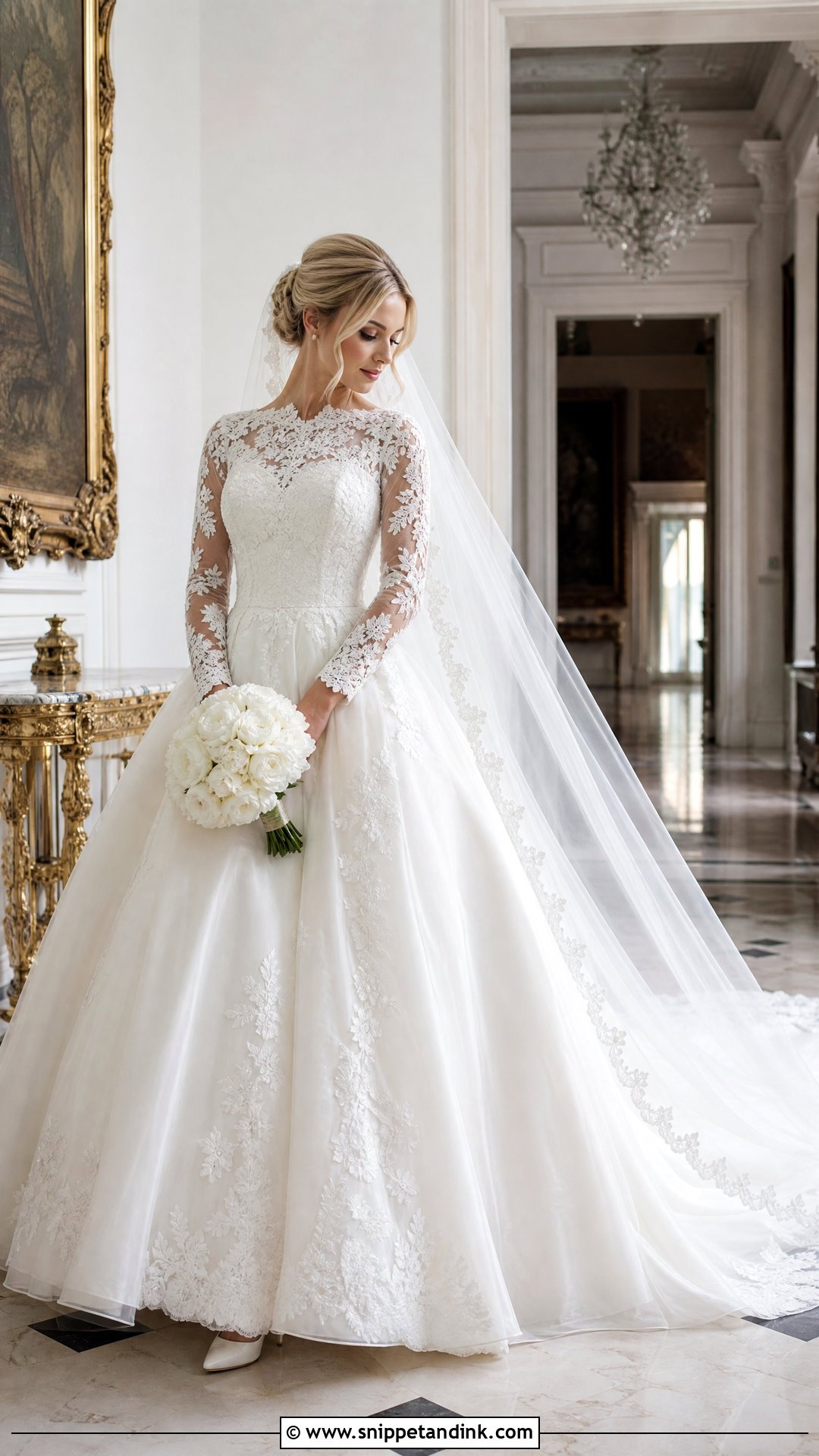 Lace Long Sleeve Princess Wedding Dress - Snippet and Ink - 20 Timeless Wedding Dress Princess Ideas