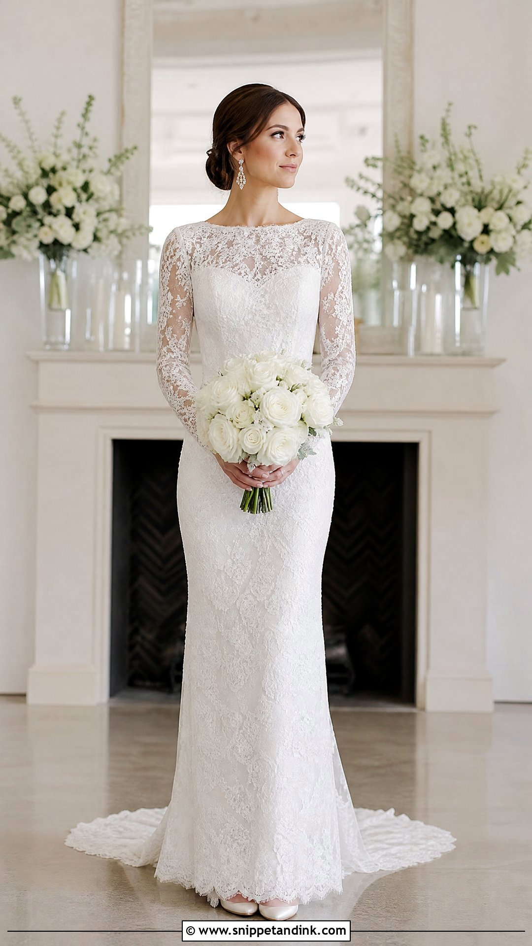 Lace Long Sleeve Sheath Wedding Gown - Snippet and Ink - 20 Sheath Wedding Gown Ideas