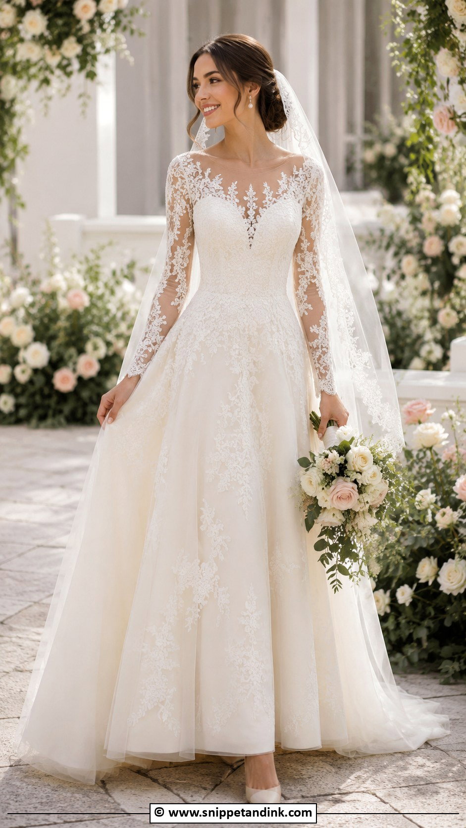 Lace Long Sleeve Wedding Dress - Snippet and Ink - 25 Elegant Long Sleeve Wedding Dresses
