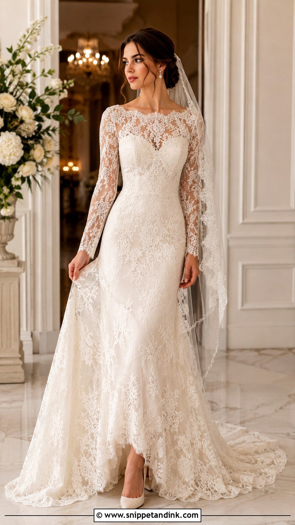 Lace Long Sleeve Wedding Dress - Snippet and Ink - 30 Vintage Inspired Wedding Dresses