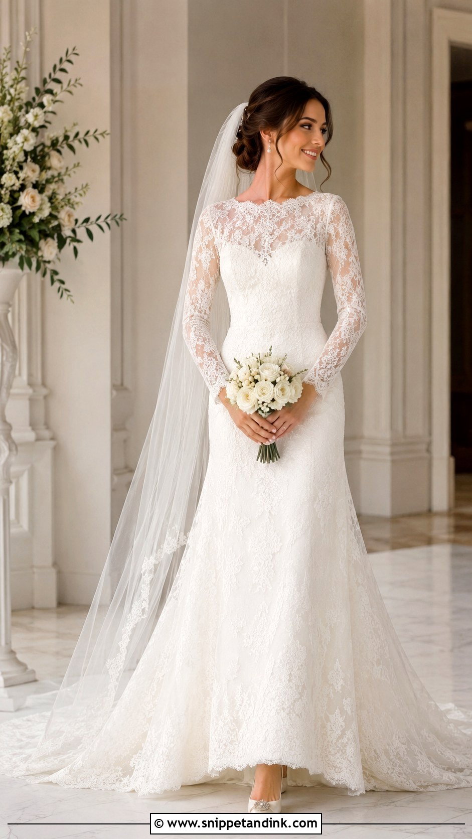 Lace Long Sleeve Wedding Dress - Snippet and Ink - 25 December Wedding Dress Ideas