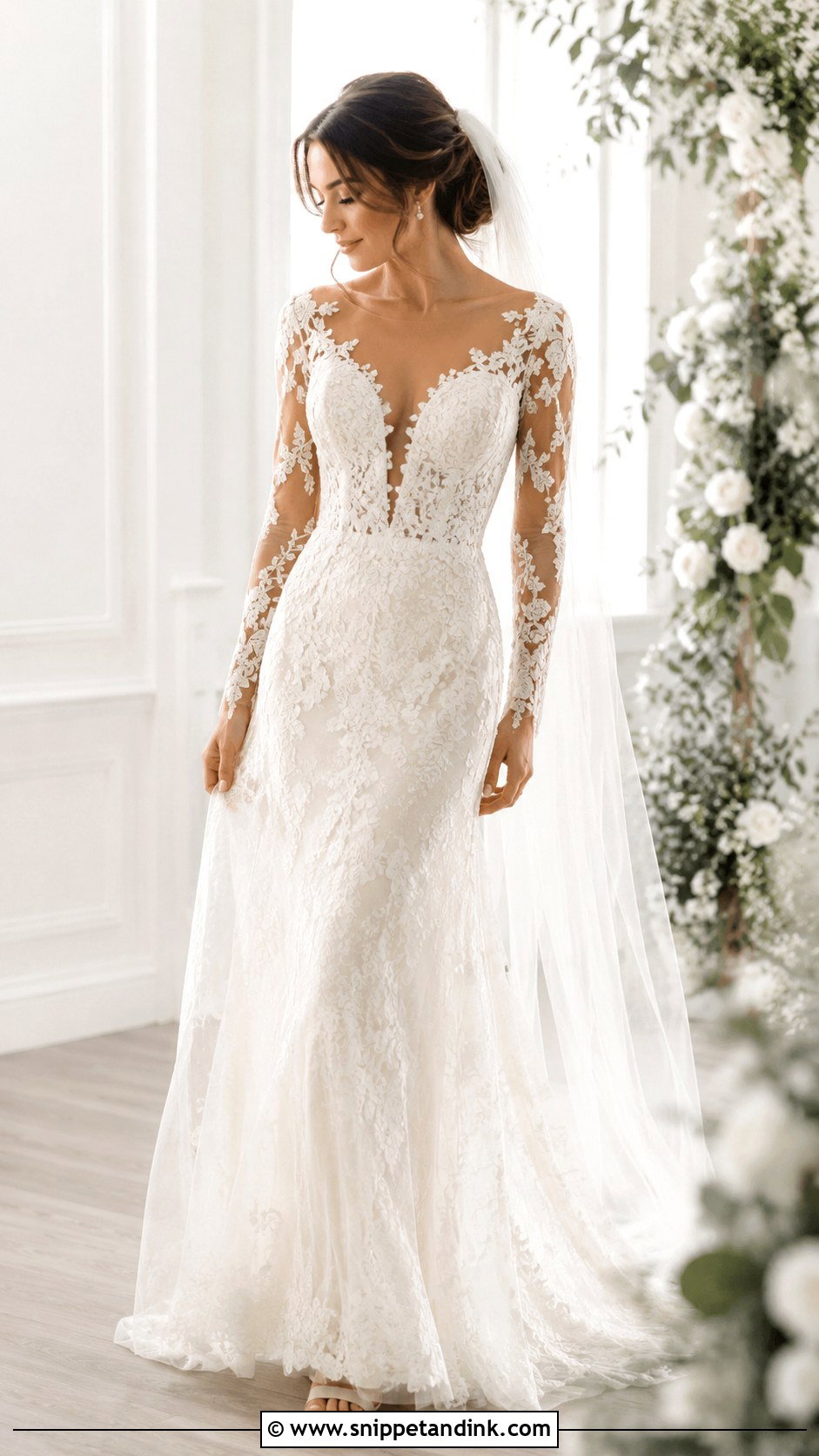Lace Long Sleeve Wedding Dress - Snippet and Ink - 25 Weeding Dressing Woman Bride Ideas