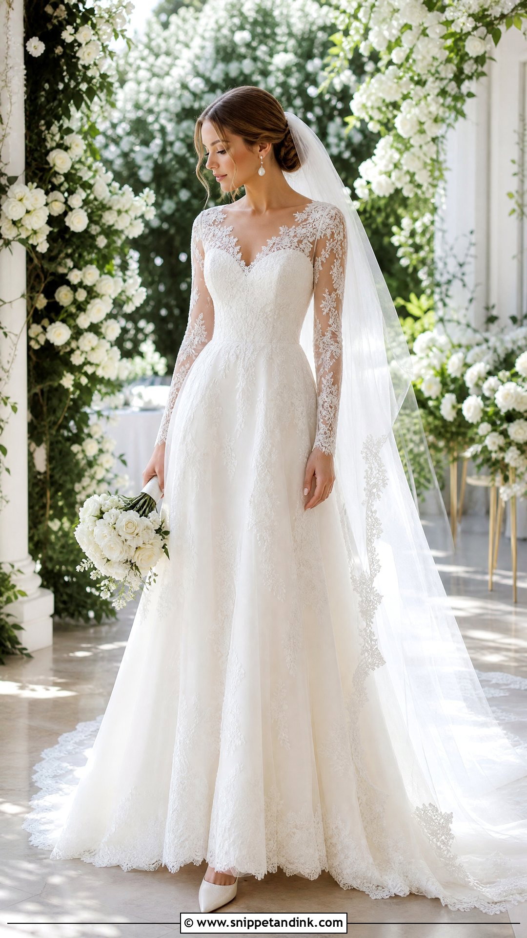 Lace Long Sleeve Wedding Dress - Snippet and Ink - 20 Wedding Dress Top Styles
