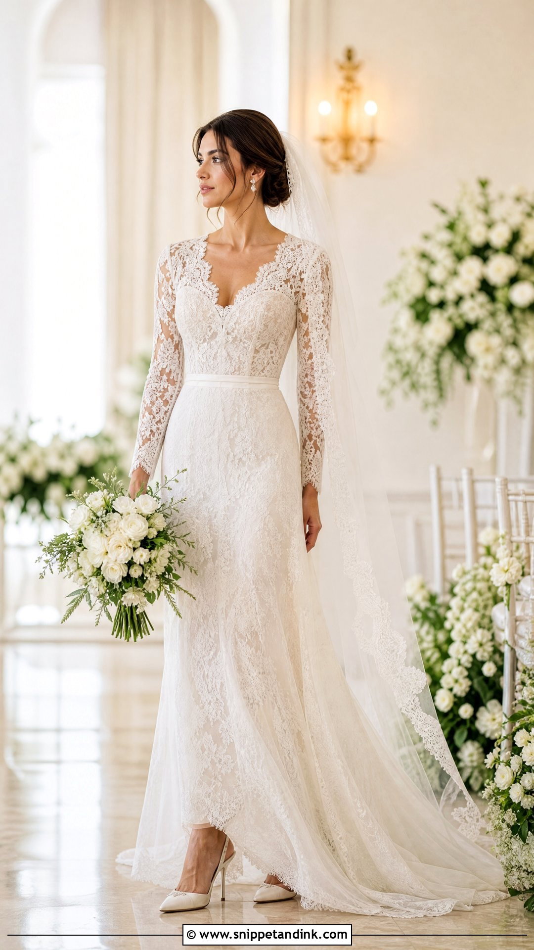Lace Long Sleeve Wedding Dress - Snippet and Ink - 20 Wedding Vogue Ideas