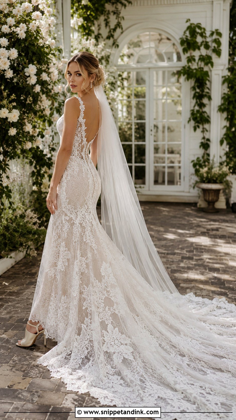 Lace Long Train Wedding Dress - Snippet and Ink - 25 Long Train Wedding Dresses