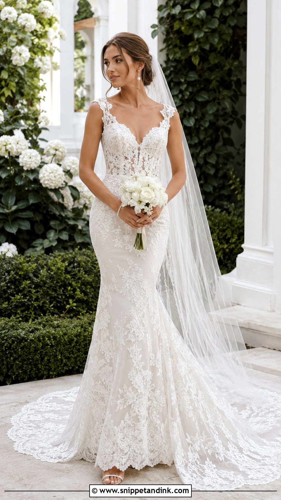 Lace Long Train Wedding Dress - Snippet and Ink - 25 Long Train Wedding Dress Ideas