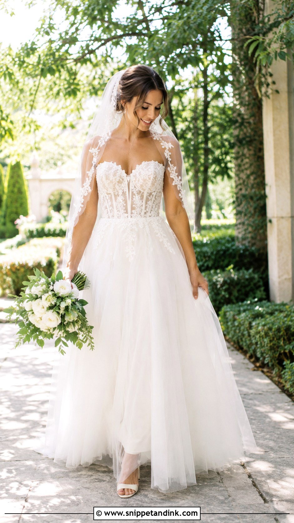 Lace Longline Corset A Line Dress - Snippet and Ink - 20 Long Corset Wedding Dress Ideas