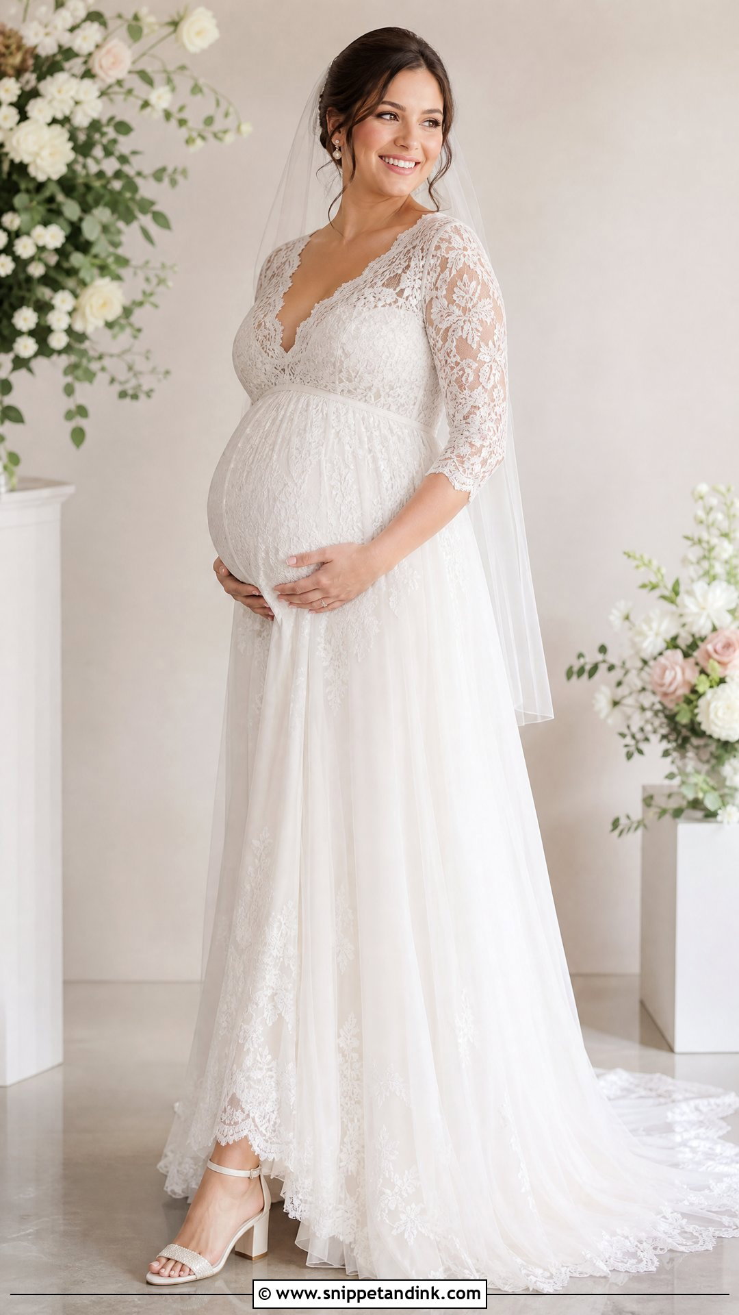 Lace Maternity Wedding Dress - Snippet and Ink - 25 Wedding Dress for Pregnant Bride Ideas