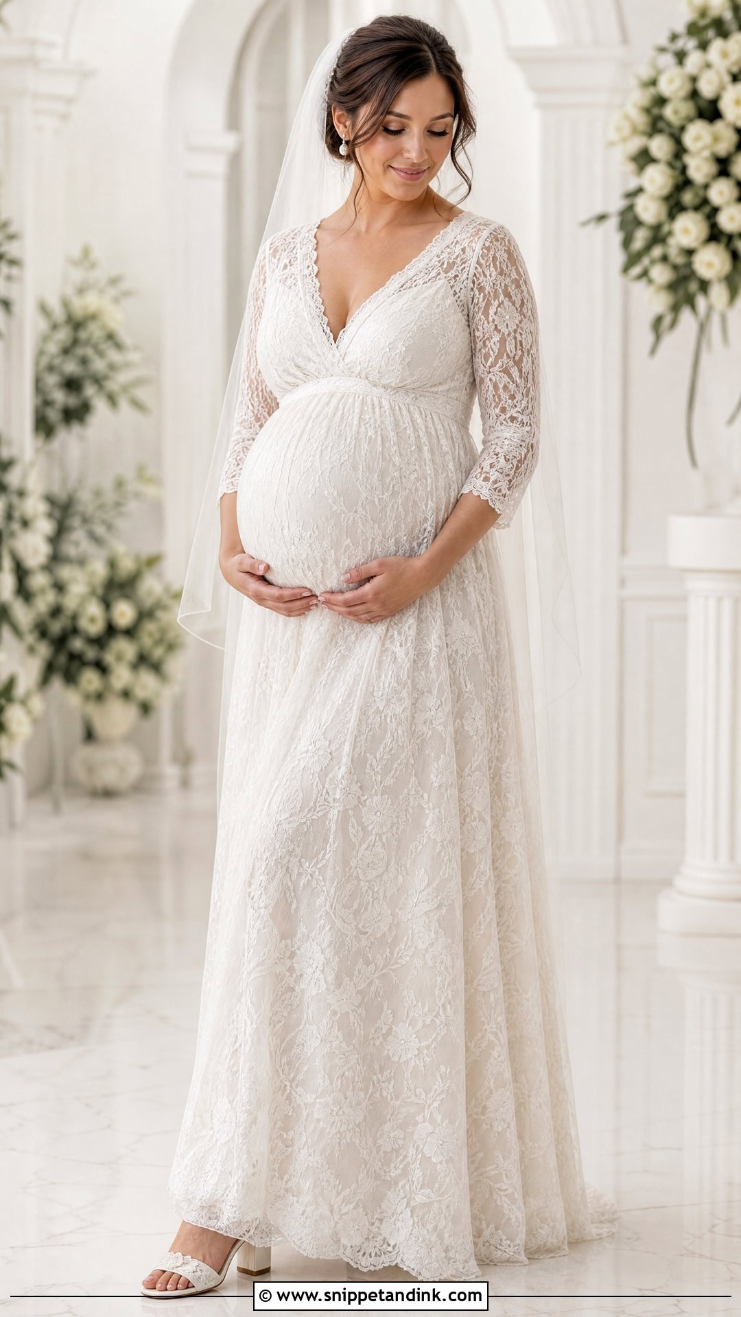Lace Maternity Wedding Dress - Snippet and Ink - 20 Simple Wedding Dress for Pregnant Bride Ideas