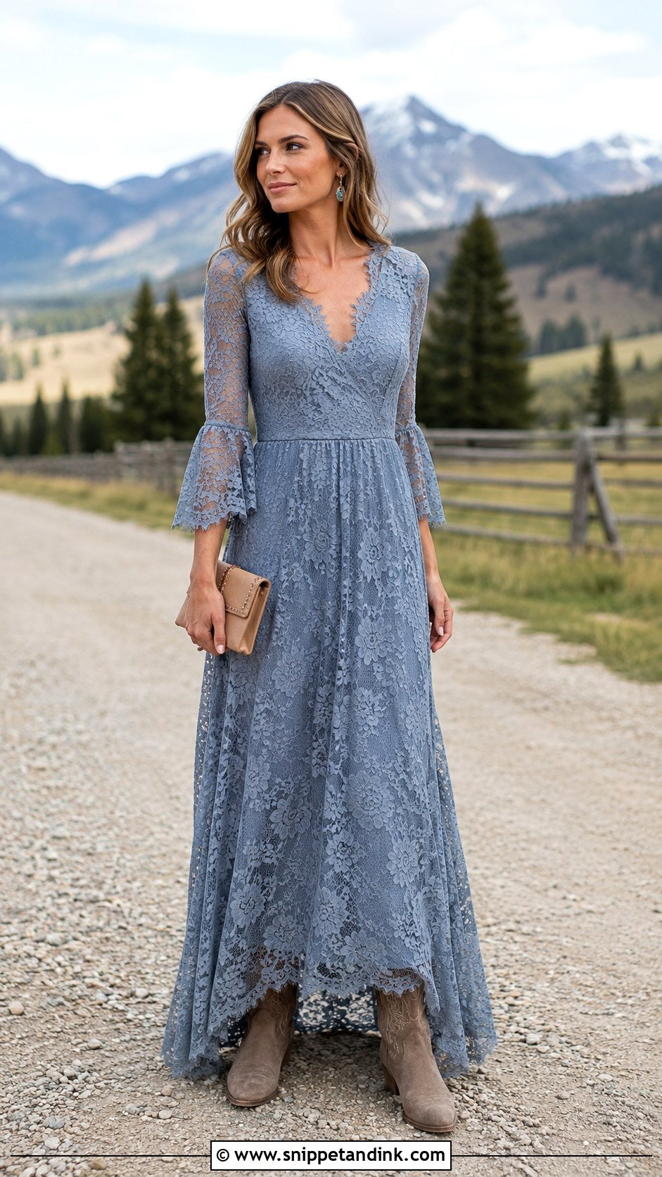 Lace Maxi Country Wedding Outfit - Snippet and Ink - 20 Country Wedding Outfit Ideas