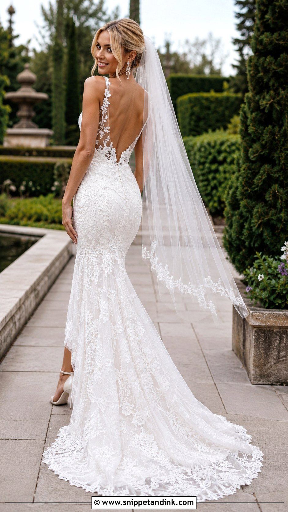 Lace Mermaid Backless Bridal Gown - Snippet and Ink - 20 Backless Bridal Gowns