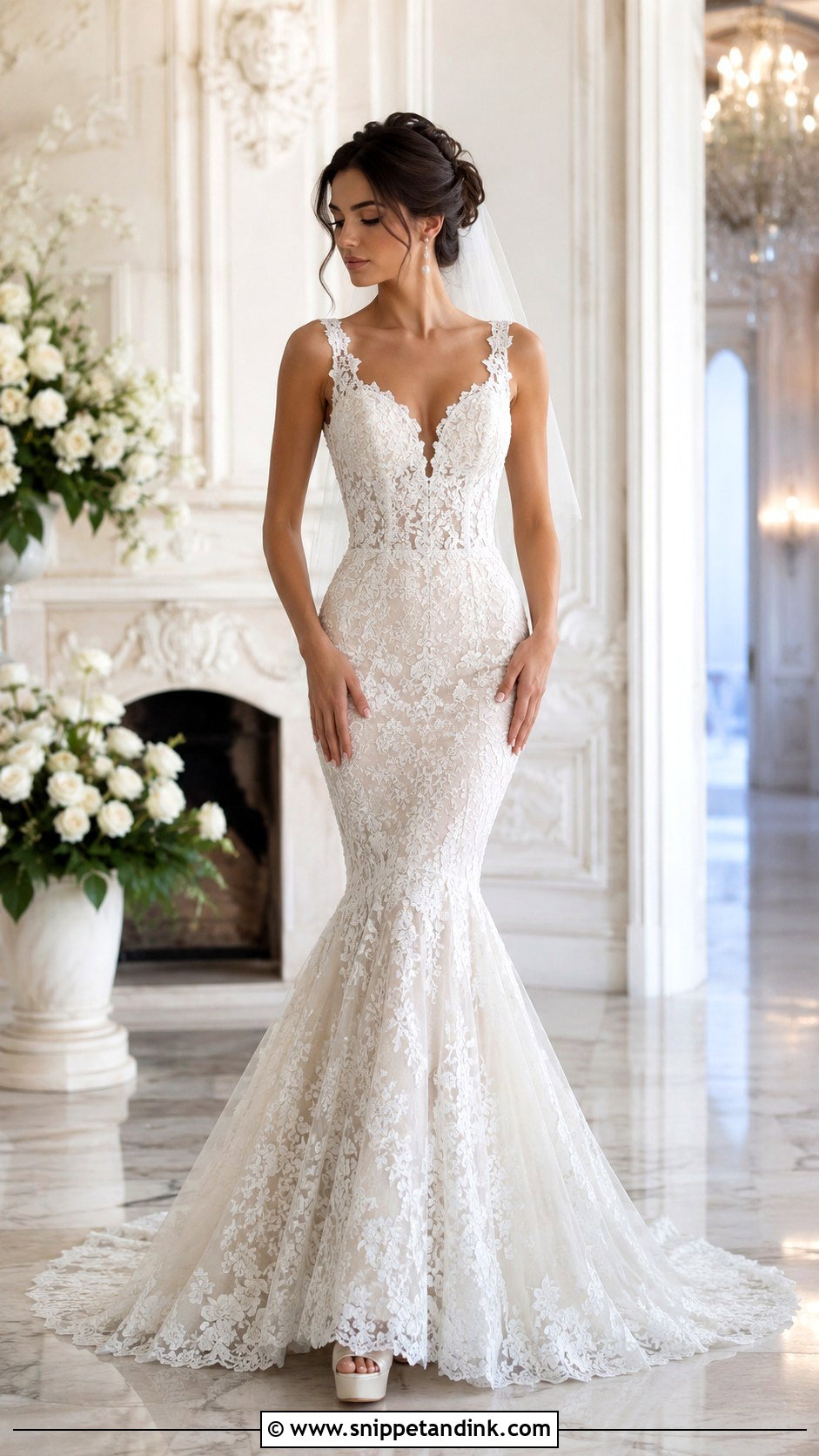 Lace Mermaid Bodycon Wedding Dress - Snippet and Ink - 20 Bodycon Wedding Dresses