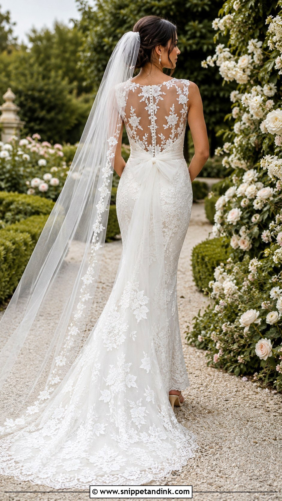 Lace Mermaid Bow Back Wedding Dress - Snippet and Ink - 20 Bow Back Wedding Dress Ideas
