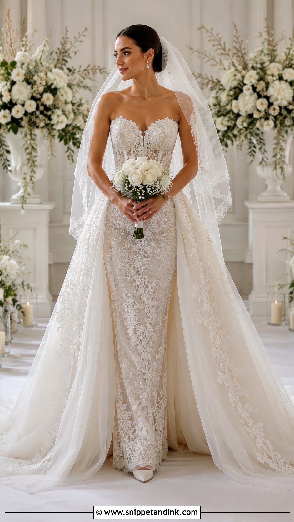 Lace Mermaid Detachable Skirt Wedding Dress - Snippet and Ink - 20 Detachable Skirt Wedding Dresses