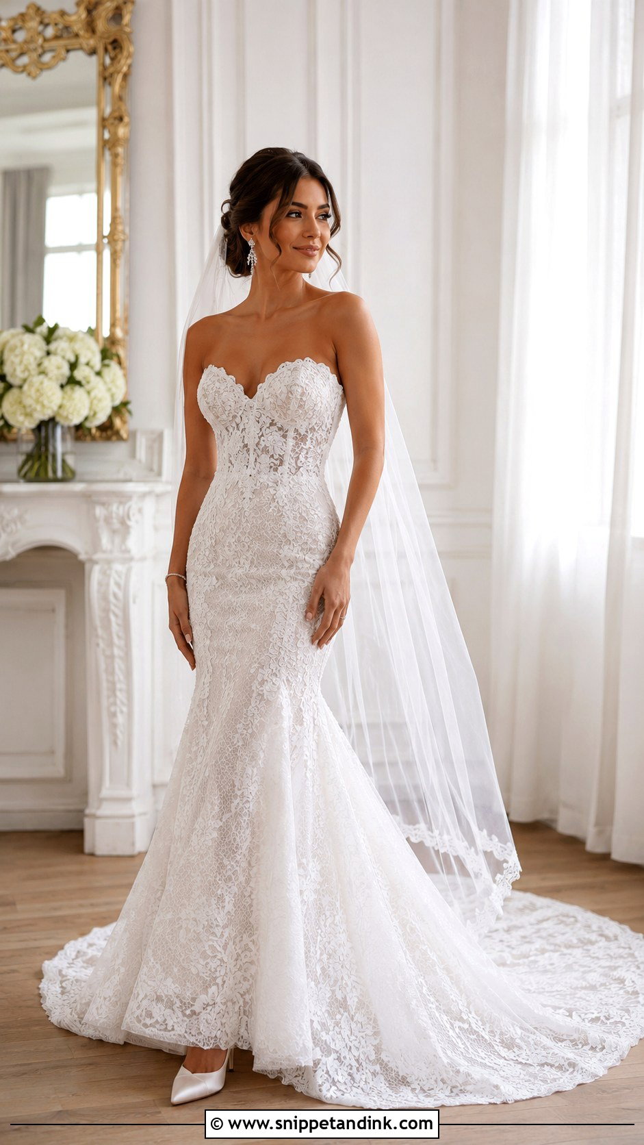 Lace Mermaid Heart Shaped Wedding Dress - Snippet and Ink - 20 Heart Shaped Wedding Dress Ideas