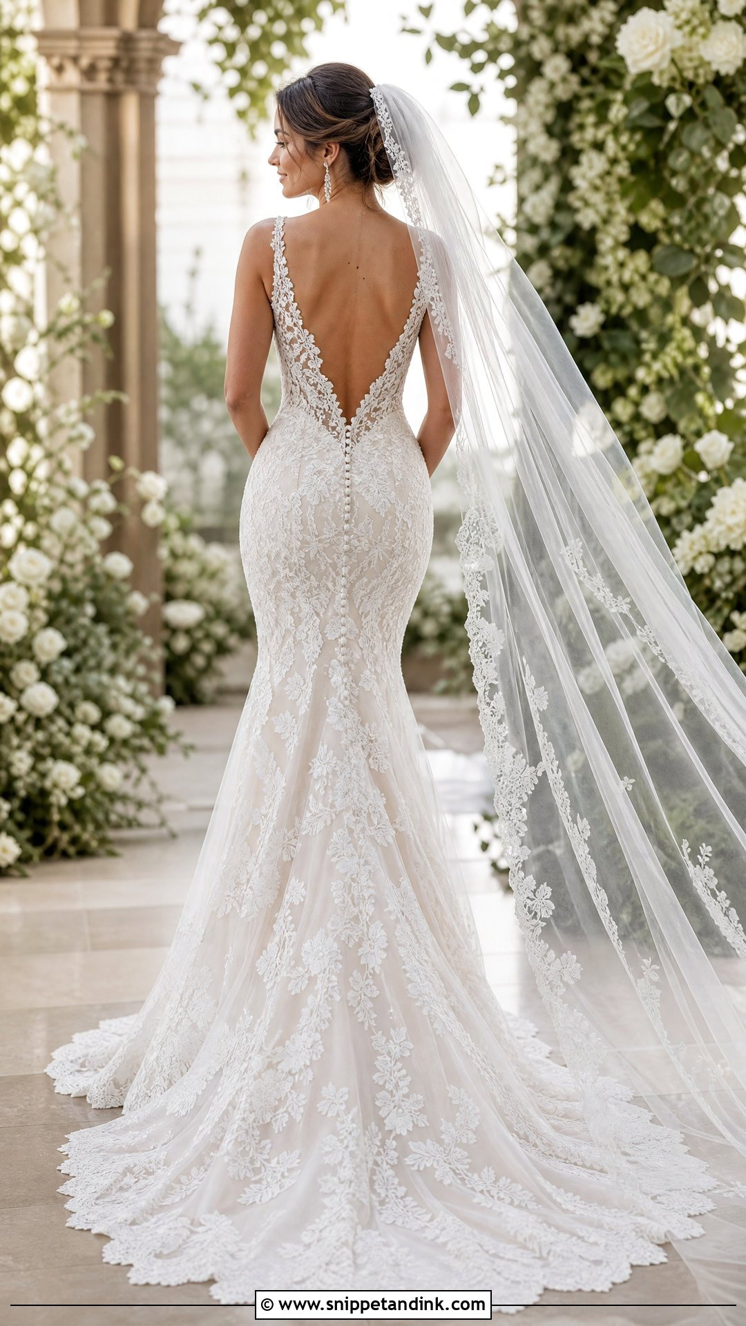 Lace Mermaid Low Back Wedding Dress - Snippet and Ink - 25 Low Back Wedding Dresses