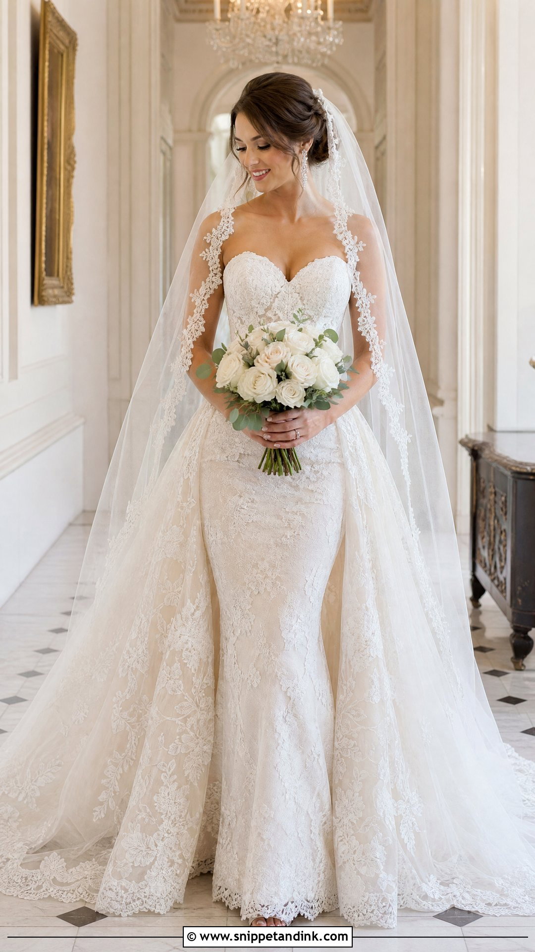 Lace Mermaid Over Skirt Wedding Dress - Snippet and Ink - 20 Over Skirt Wedding Dress Ideas