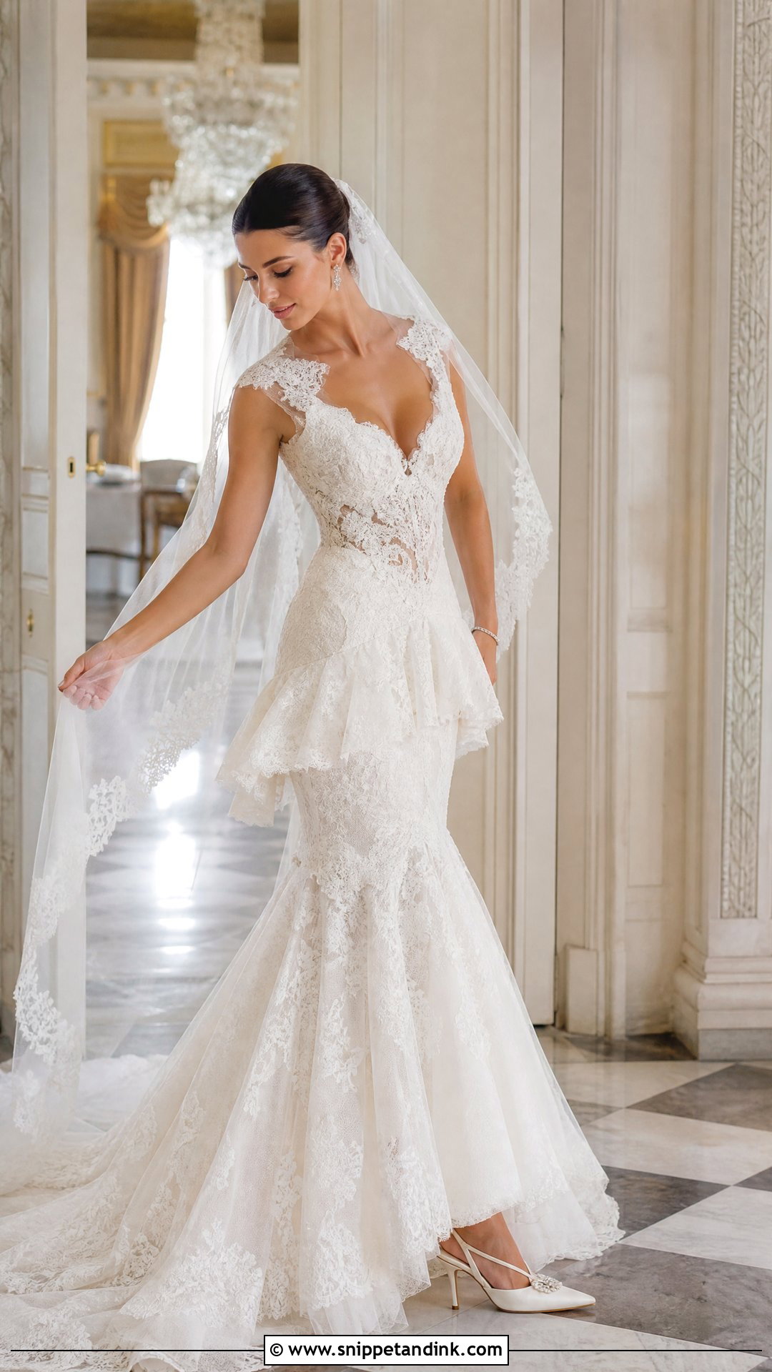 Lace Mermaid Peplum Wedding Dress - Snippet and Ink - 20 Peplum Wedding Dress Ideas