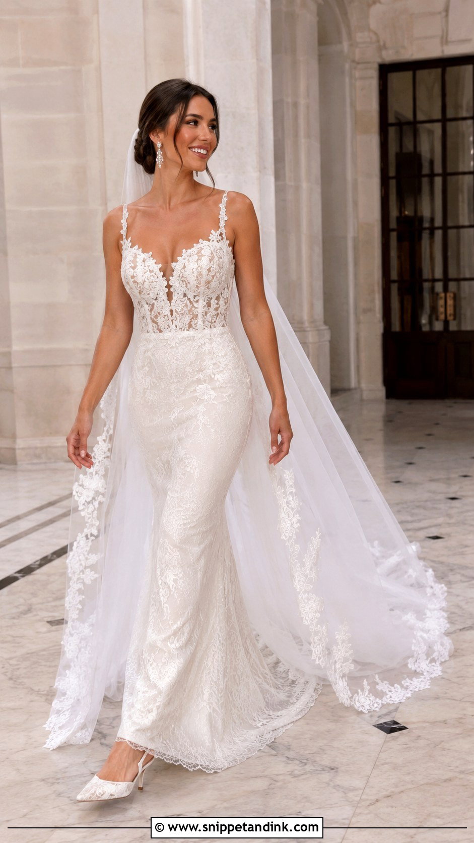 Lace Mermaid Removable Train Wedding Dress - Snippet and Ink - 20 Removable Train Wedding Dress Ideas