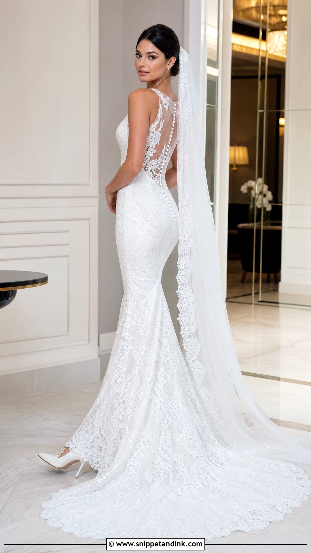 Lace Mermaid Sweep Train Wedding Dress - Snippet and Ink - 20 Sweep Train Wedding Dress Ideas