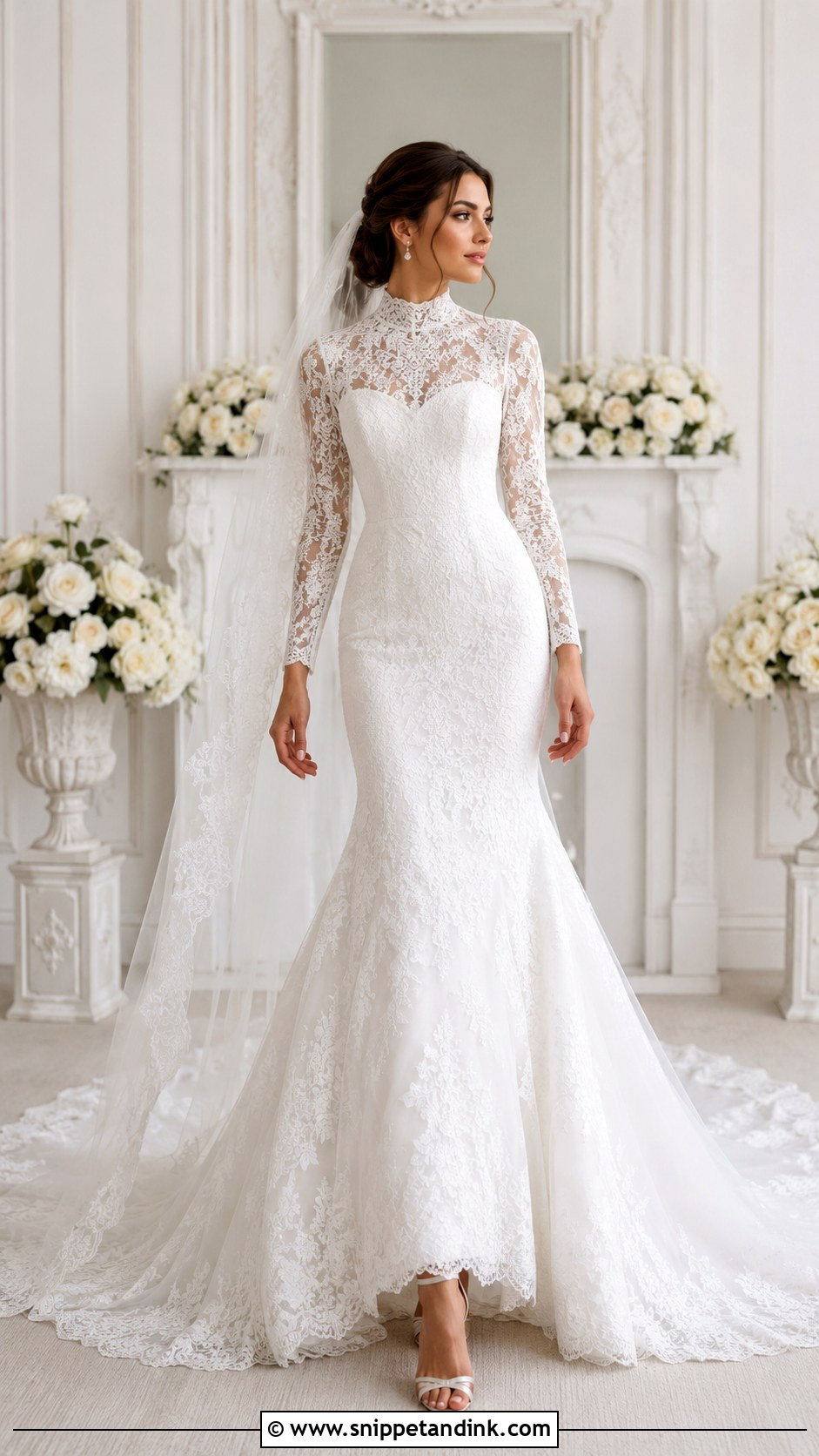 Lace Mermaid Wedding Dress - Snippet and Ink - 25 Modest Lace Wedding Dresses
