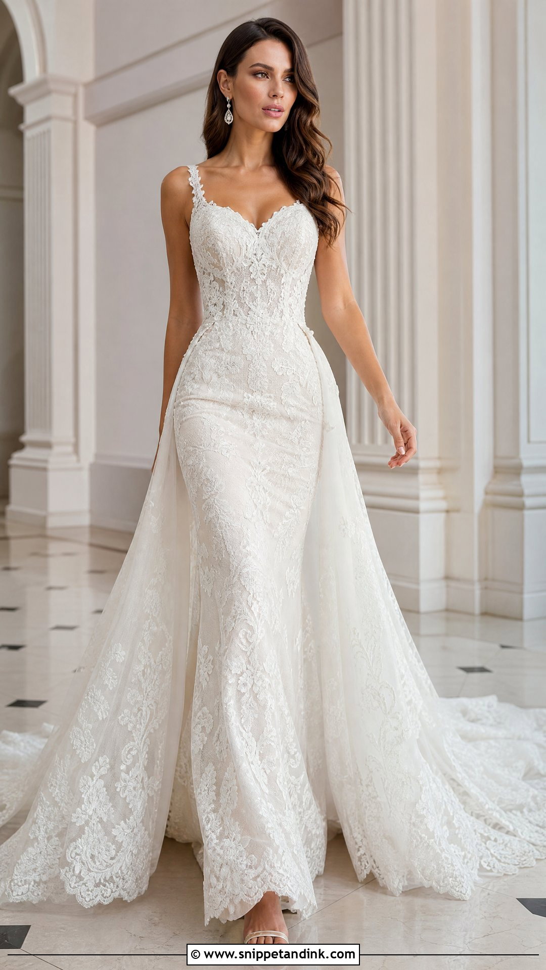 Lace Mermaid Wedding Dress With Detachable Train - Snippet and Ink - 25 Detachable Train Wedding Dress Ideas