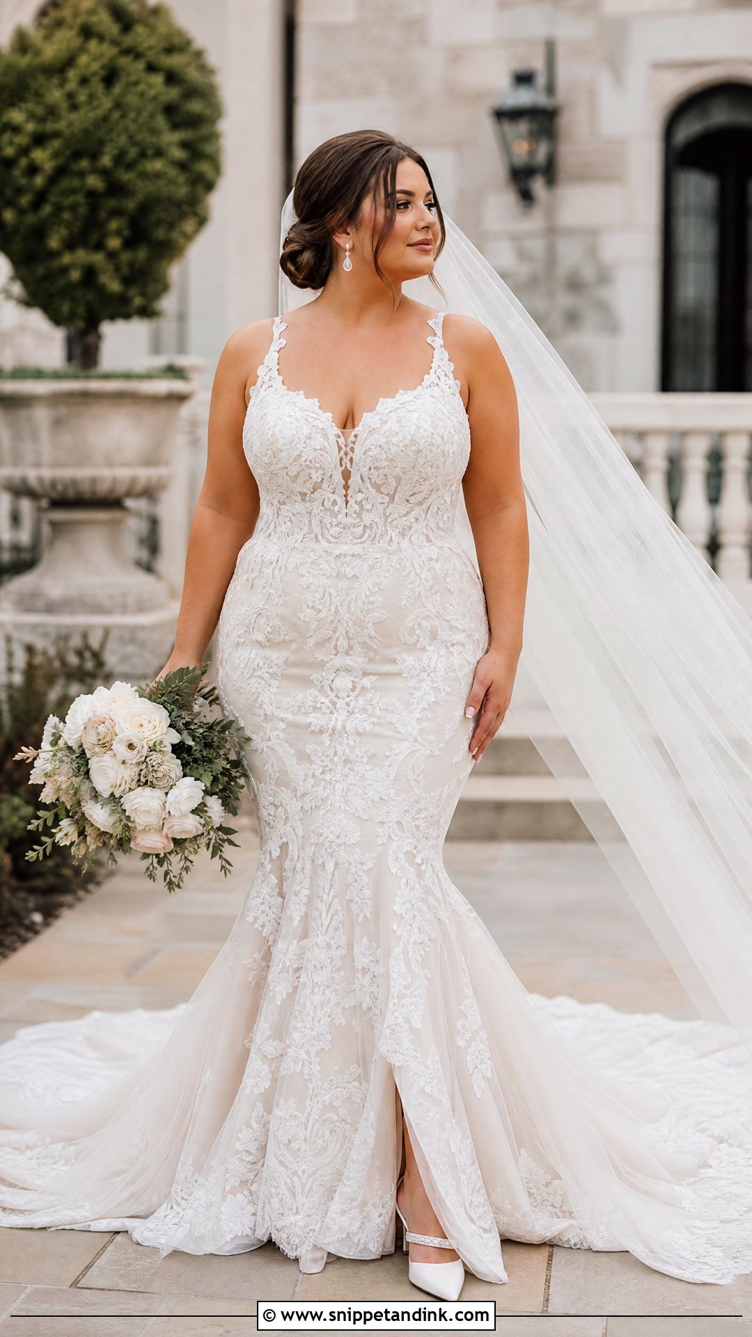 Lace Mermaid Wedding Dress With Drop Earrings - Snippet and Ink - 20 Top Wedding Dresses