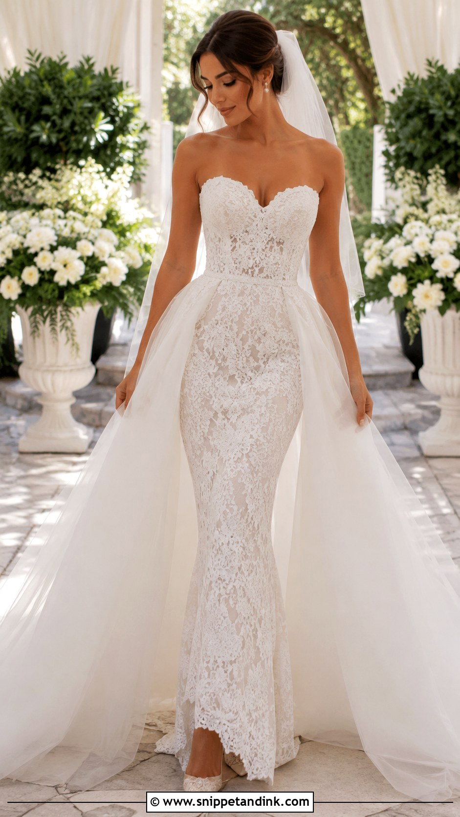 Lace Mermaid Wedding Dress With Overskirt - Snippet and Ink - 25 Wedding Dress with Overskirt Ideas