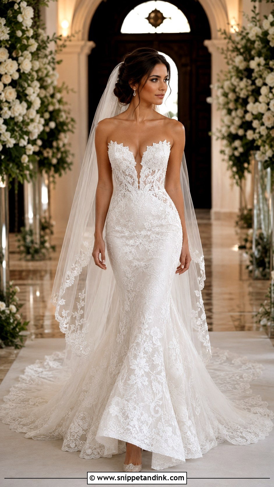 Lace Mermaid Wedding Dress With Train - Snippet and Ink - 30 Lace Mermaid Wedding Dress Ideas