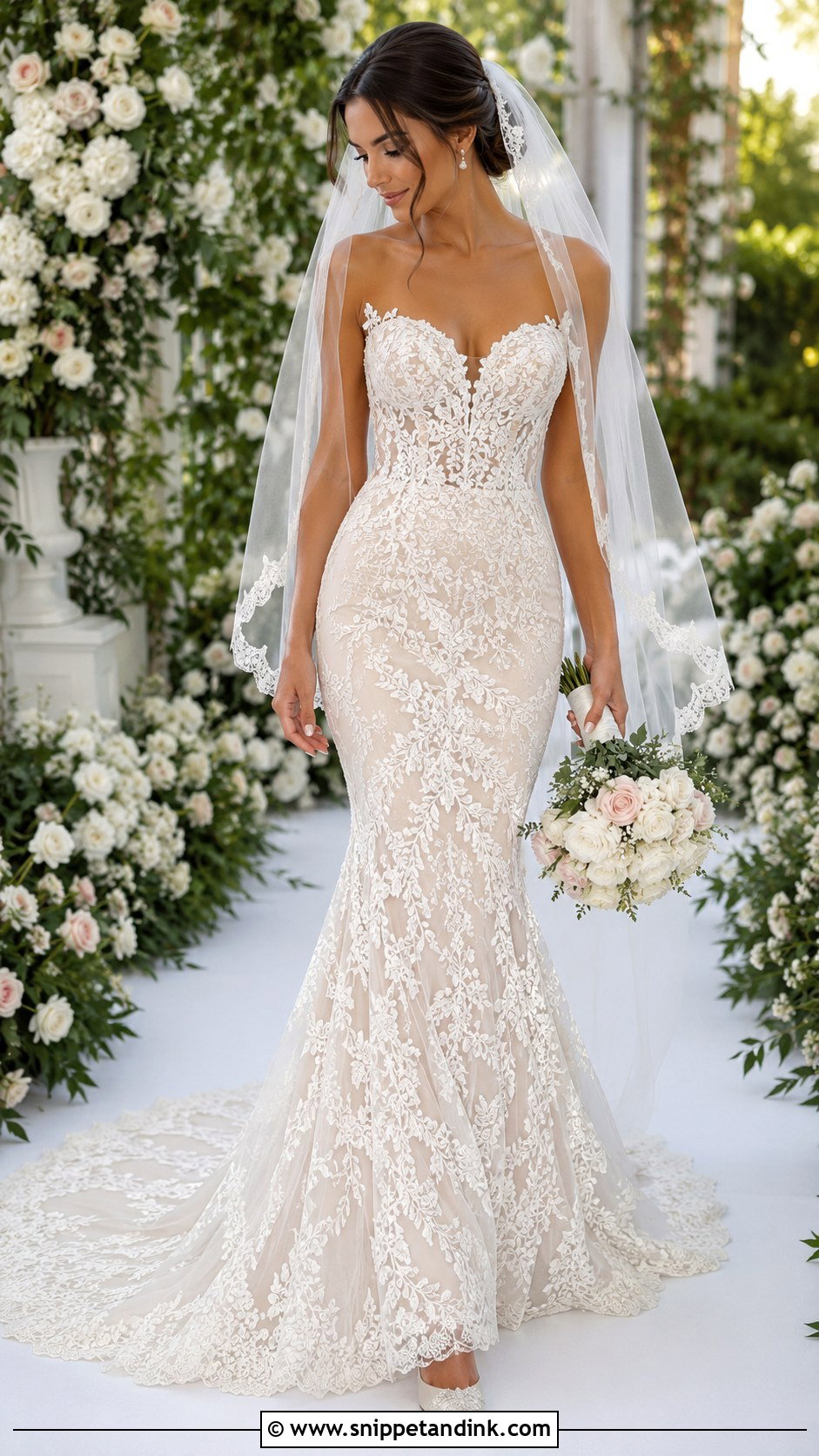 Lace Mermaid Wedding Gown - Snippet and Ink - 25 Mermaid Wedding Gown Ideas