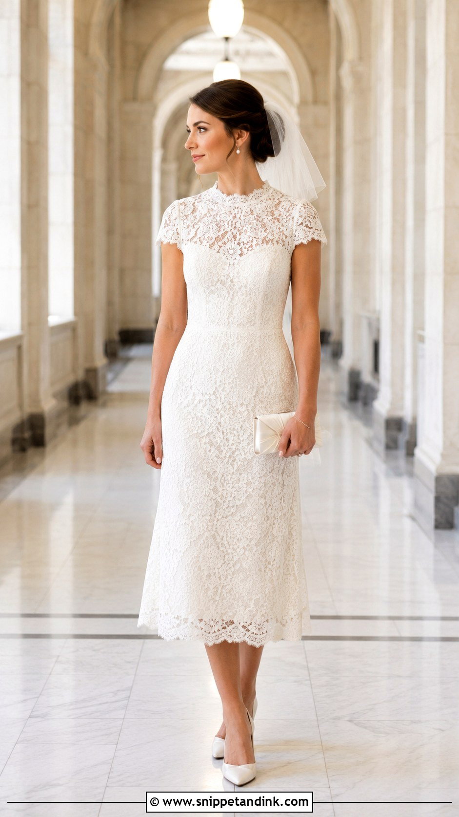 Lace Midi City Hall Wedding Dress - Snippet and Ink - 20 City Hall Wedding Dress Civil Ceremony Outfit Ideas