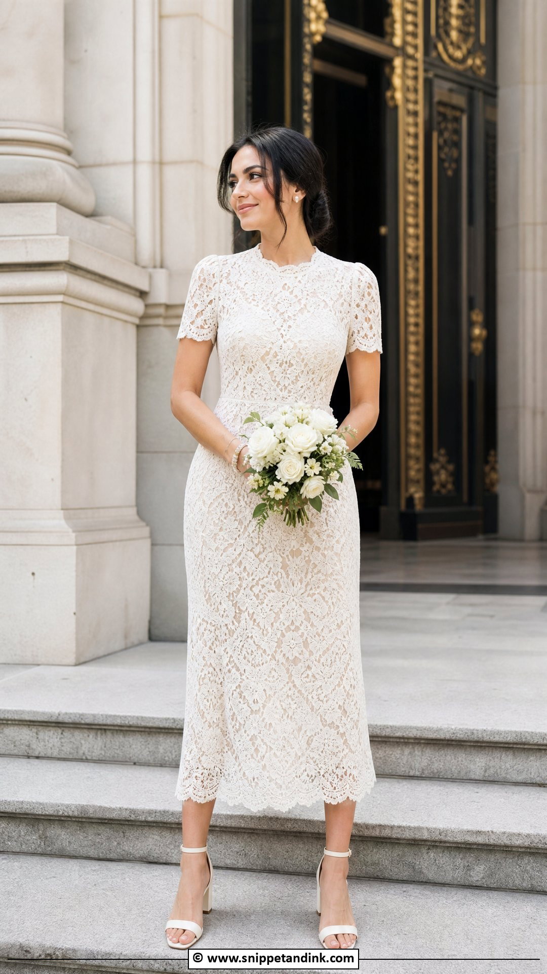 Lace Midi City Hall Wedding Dress - Snippet and Ink - 35 City Hall Wedding Dress Ideas