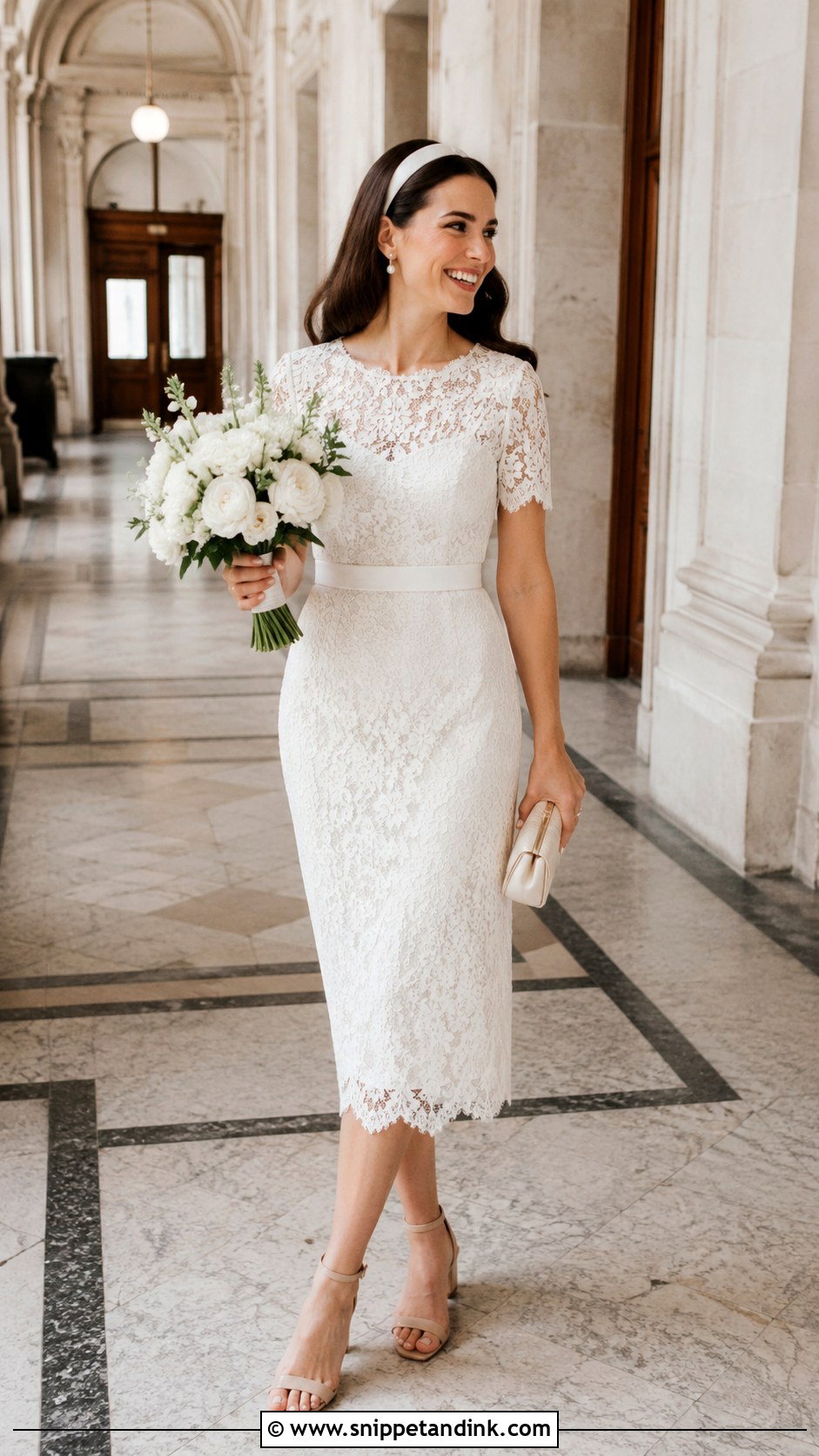 Lace Midi Civil Court Wedding Dress - Snippet and Ink - 20 Civil Court Wedding Dresses