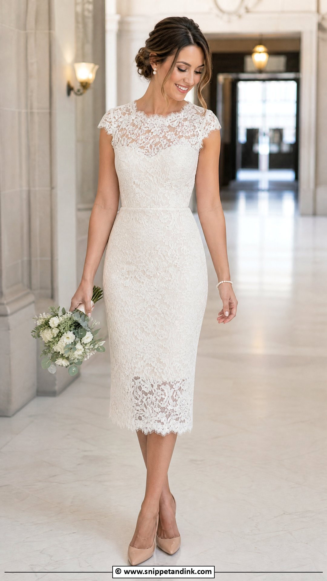 Lace Midi Civil Wedding Dress - Snippet and Ink - 35 Civil Wedding Dresses