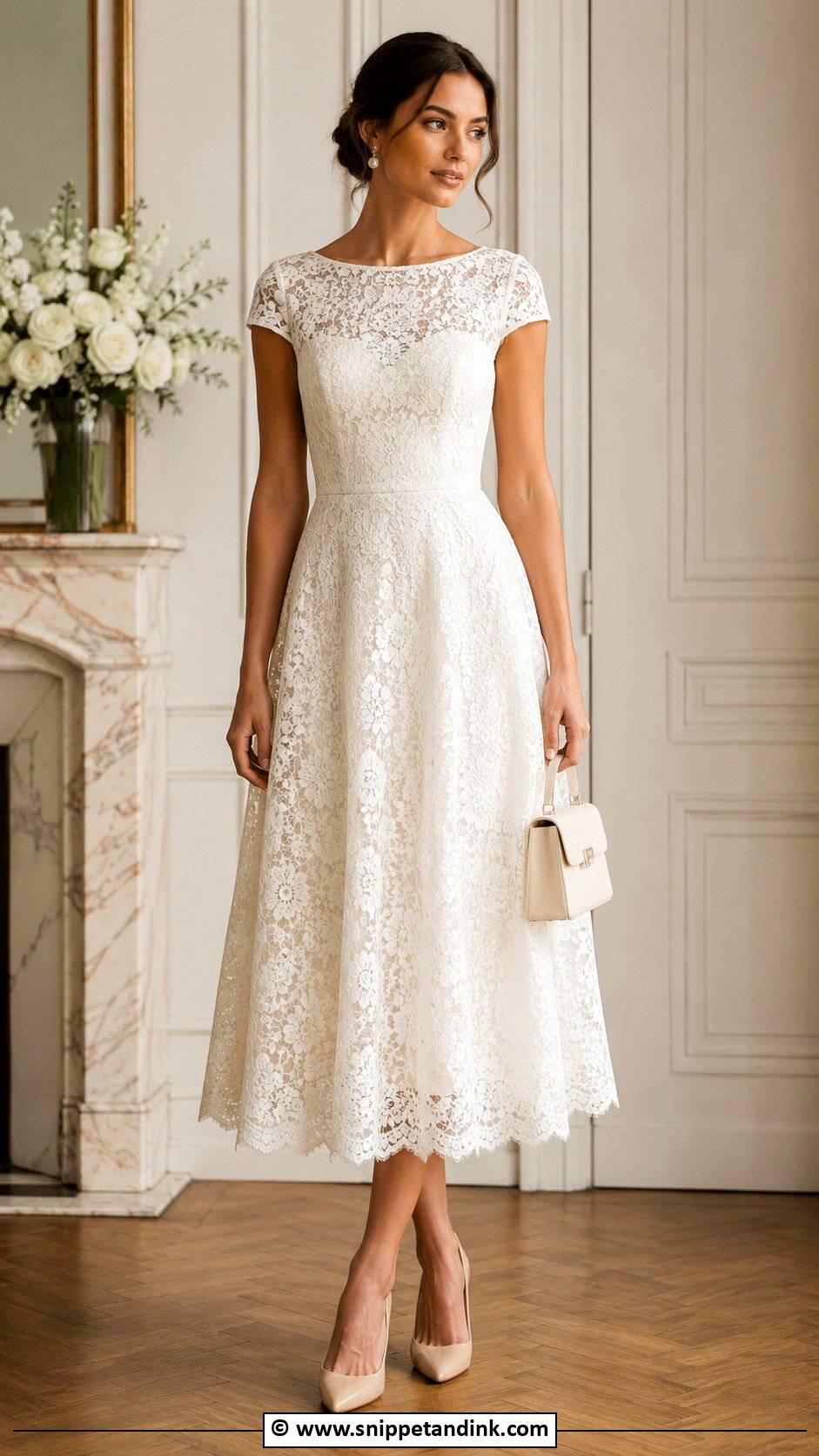 Lace Midi Civil Wedding Dress - Snippet and Ink - 30 Classy Civil Wedding Dresses
