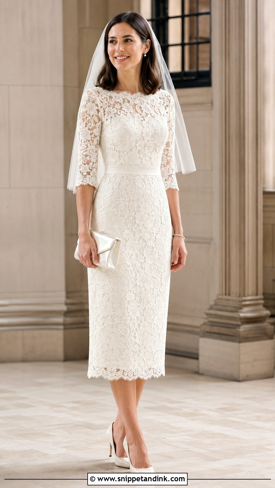 Lace Midi Courthouse Wedding Dress - Snippet and Ink - 20 Classy Courthouse Wedding Dress Ideas