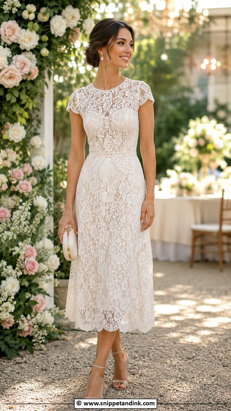 Lace Midi Dress After Wedding Outfit - Snippet and Ink - 25 After Wedding Outfit the Bride Ideas