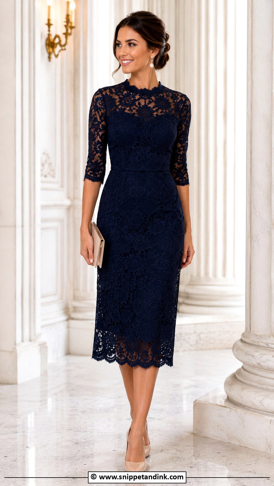 Lace Midi Dress Cocktail Wedding Attire - Snippet and Ink - 30 Cocktail Wedding Attire Ideas