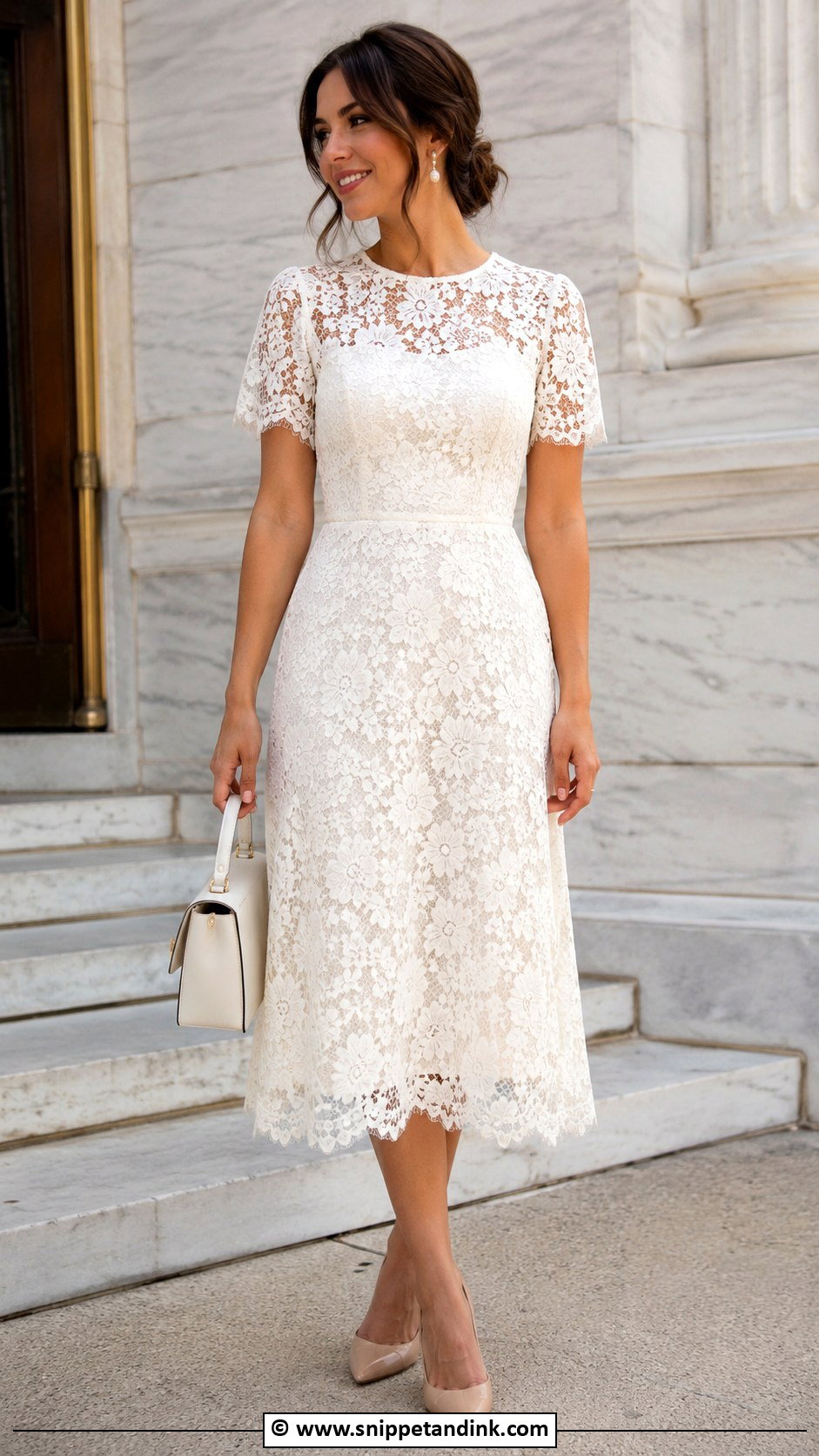 Lace Midi Dress Court Marriage Outfit - Snippet and Ink - 25 Court Marriage Outfit Ideas