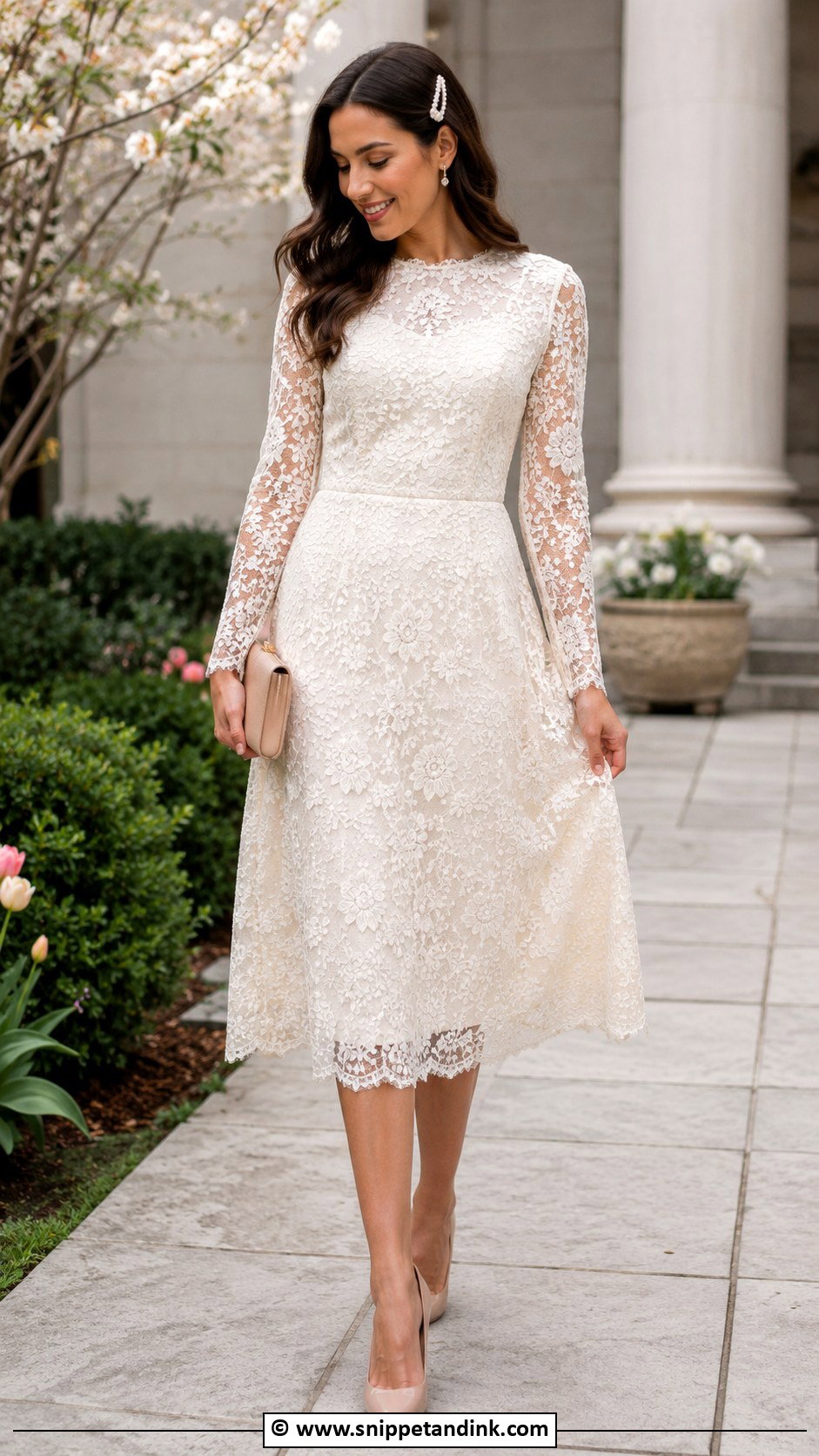 Lace Midi Dress Court Wedding Outfit - Snippet and Ink - 30 Court Wedding Outfit the Bride Ideas