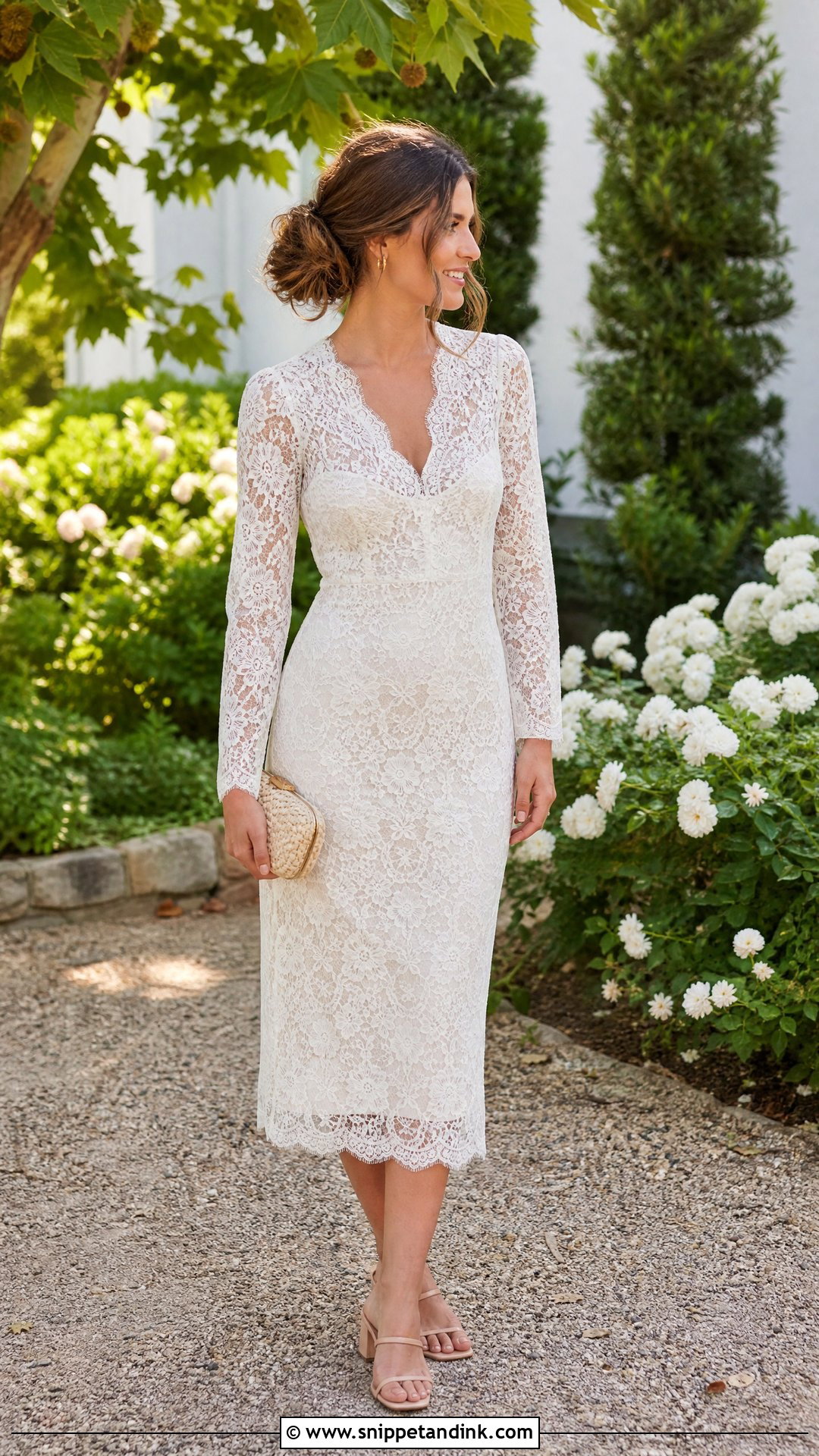 Lace Midi Dress Elopement Outfit - Snippet and Ink - 20 Casual Elopement Outfit Ideas