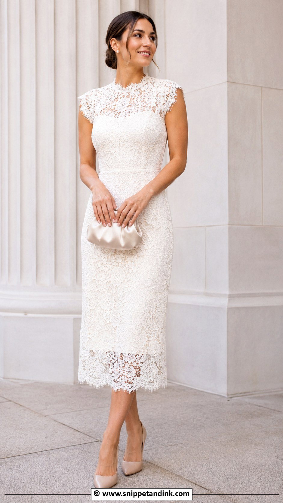 Lace Midi Dress For Civil Ceremony - Snippet and Ink - 30 Civil Wedding Dresses Courts