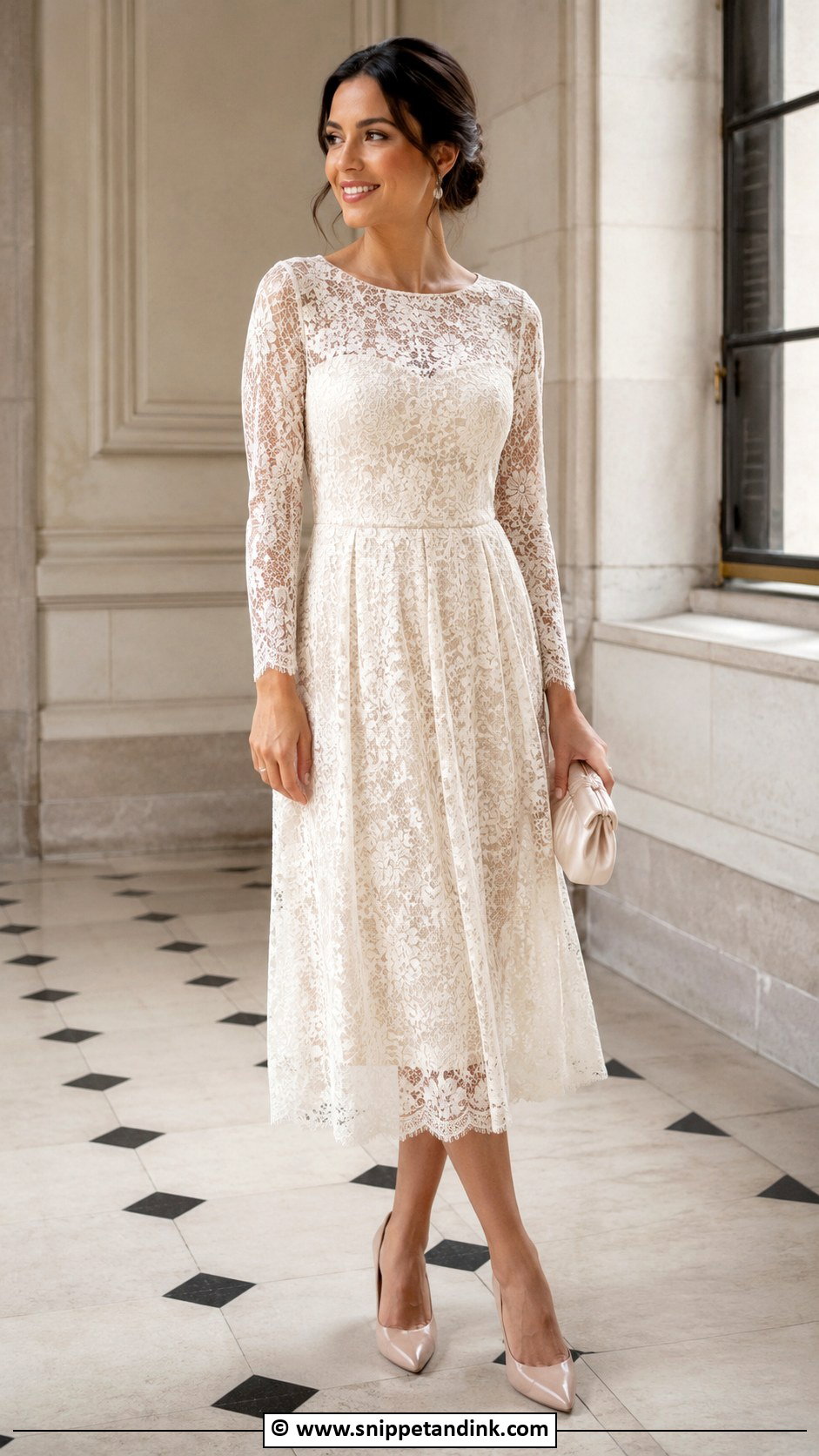 Lace Midi Dress For Civil Ceremony - Snippet and Ink - 25 Civil Ceremony Dress Ideas