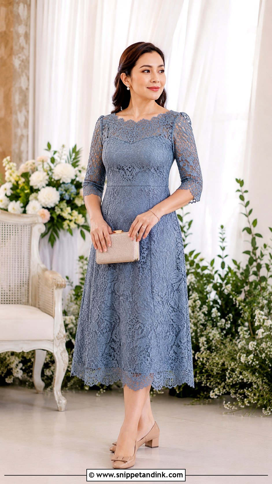 Lace Midi Dress For Ninang - Snippet and Ink - 25 Ninang Dress for Wedding Philippines Ideas