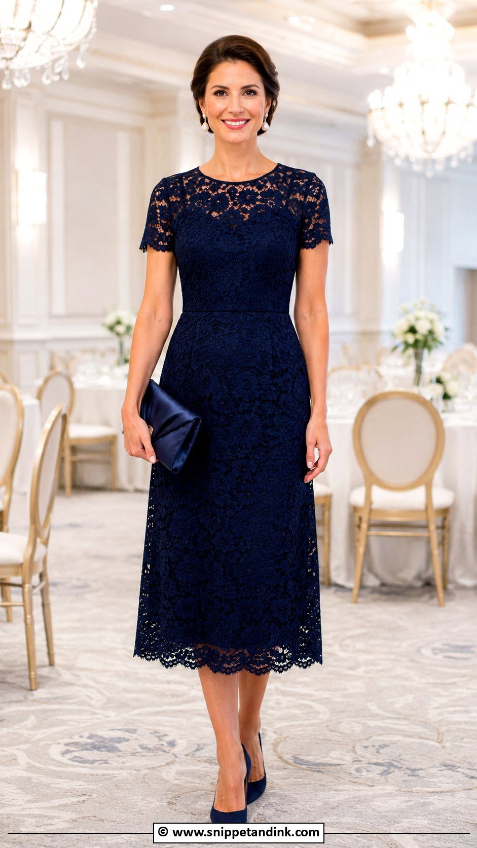 Lace Midi Dress Outfit - Snippet and Ink - 30 Award Ceremony Outfit Ideas